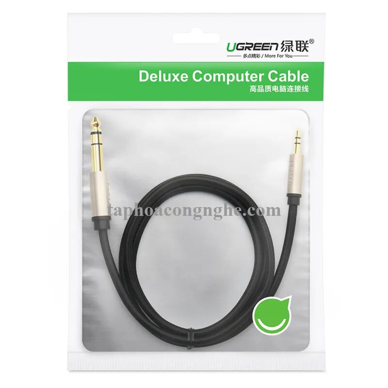 Ugreen 40805 3M màu Đen Cáp âm thanh 3.5mm sang 6.5mm cao cấp AV127 30040805